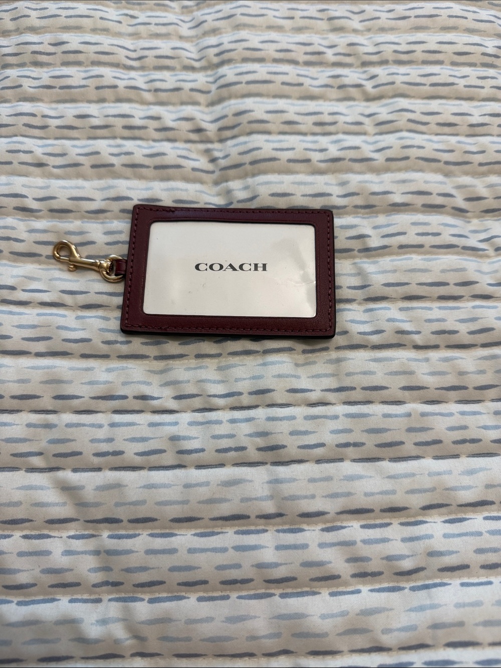 Coach Maroon Leather ID Window Badge Holder with Gold Hardware - Never used